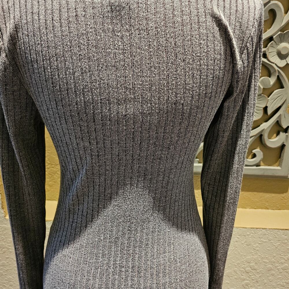 A New Day Ribbed Midi Dress XS Taupe Bodycon Minimalist Capsule Modern Classic - Picture 4 of 9
